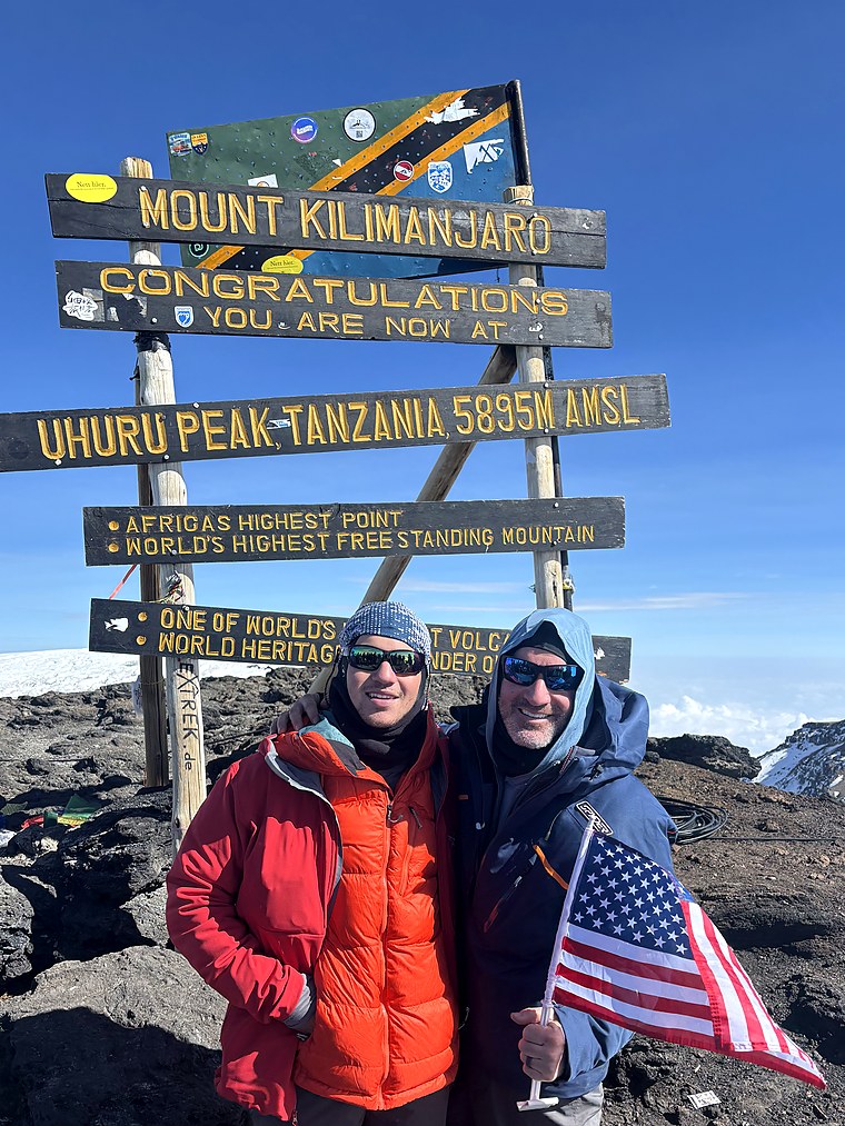 Robert and Ethan Bezner at Uhuru Peak, Mt. Kilimanjaro